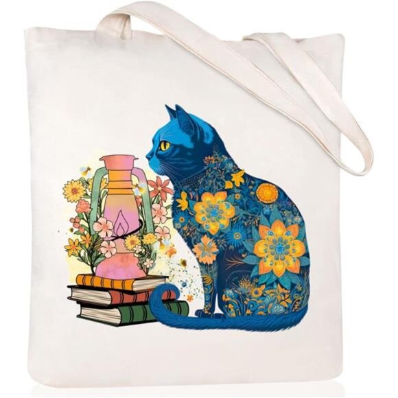 Handbags - Canvas Tote Bag for Women Aesthetic Cute Cat Shopping Grocery Reusable Bag